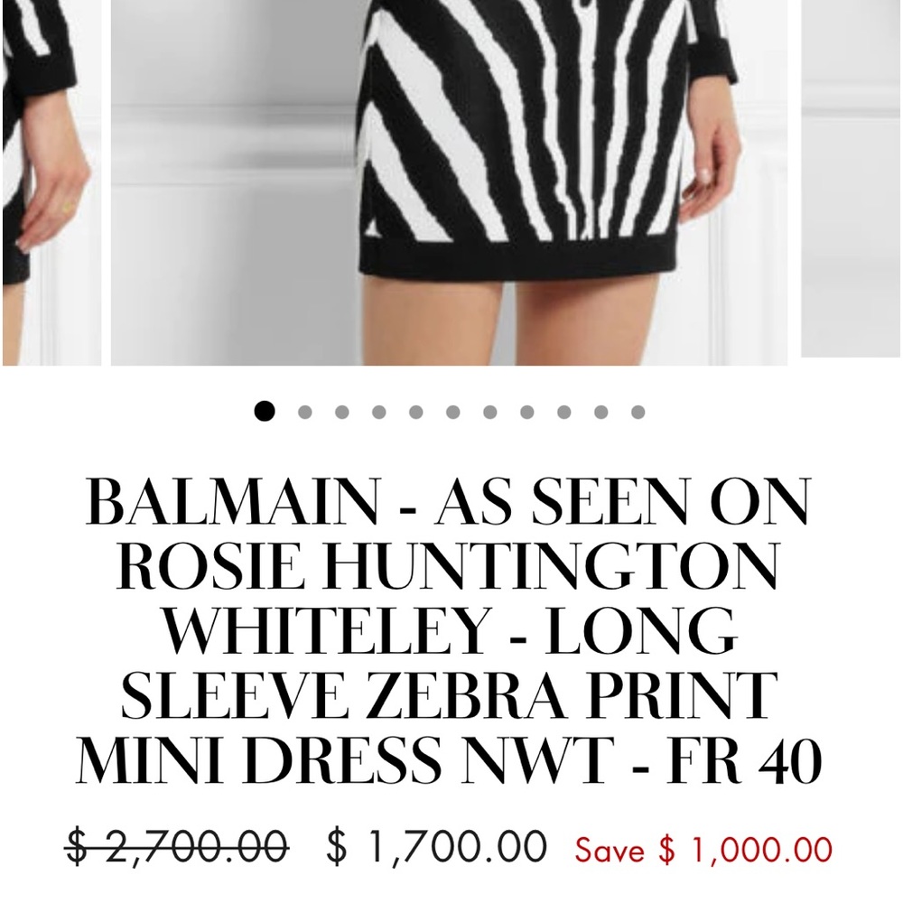 ❤️TRADED💋NWT BALMAIN zebra dress long sleeve COMING SOON France 44 - Picture 10 of 10
